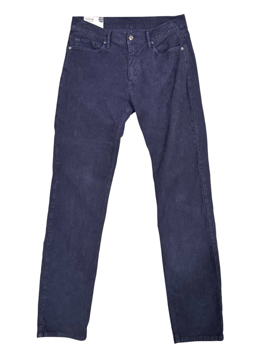 Marine Layer Men's Slim Corduroy Pants Size 34 Waist Soft Washed Indigo Blue